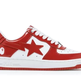 A Bathing Ape Bape Sta Patent Leather White Red Reps