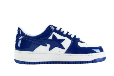 A Bathing Ape Bape Sta Patent Leather White Blue REPS