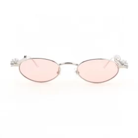 D'heygere Ovale optische Brille (Silberrahmen + rosa Gläser) REPS