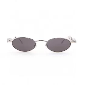 D'heygere Ovale optische Brille (Silberrahmen + graue Gläser)