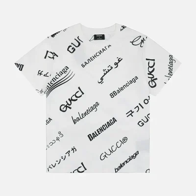 Balenciaga Co-Branding-Twill-Multilabel-Barrage-Druck T-Shirt Reps