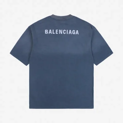 Balenciaga Hinten blauer Logo-Aufdruck T-Shirt Reps