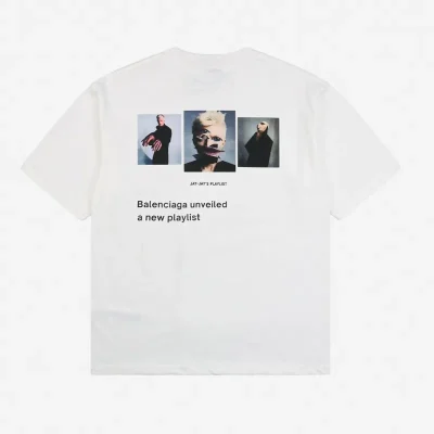 Balenciaga Musiknoten-Portraitdruck T-Shirt Reps