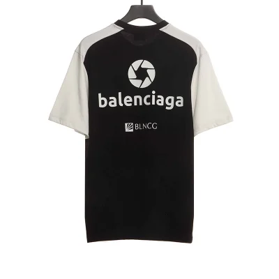 Balenciaga Logo mit schwarz-weißen Nähten T-Shirt Reps