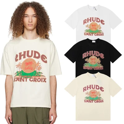 Rhude Saint Croix Kokosnussbaum-Druck T-Shirt Reps