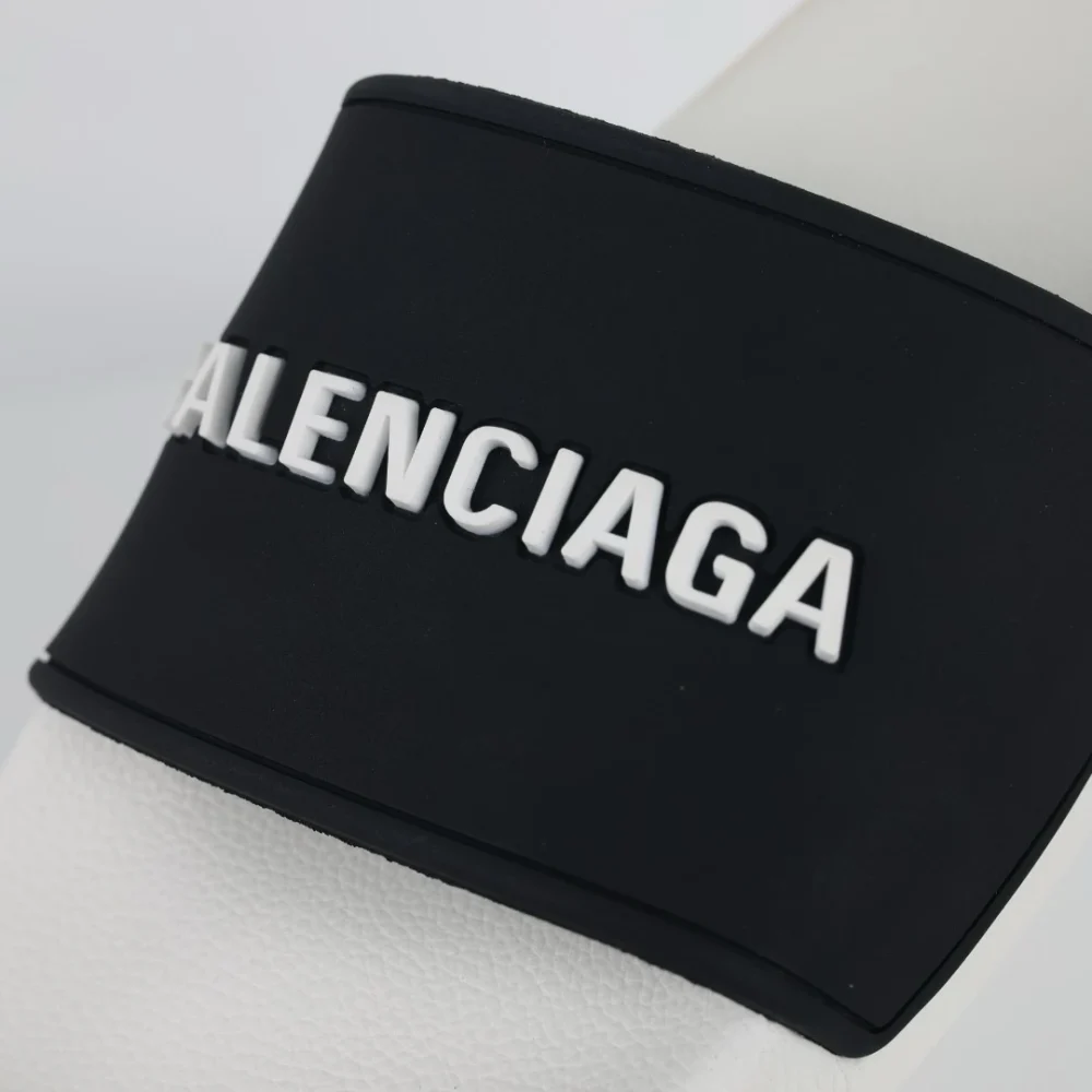 Balenciaga Flip-Flops mit Logo-Print Weiß und Schwarz