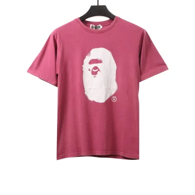 BAPE Gefärbter Affenkopf-Druck T-Shirt
