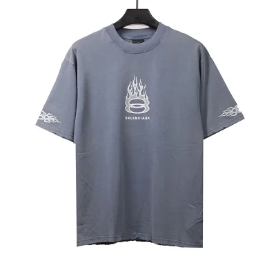 Balenciaga Distressed-Flammen-Doppelring T-Shirt
