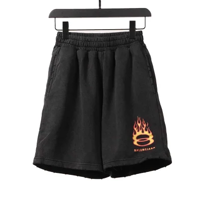 Balenciaga Schwarz & Orange-Flammen Shorts