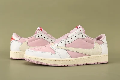 Travis Scott x Air Jordan 1 Low Weiß Rosa Top-Version