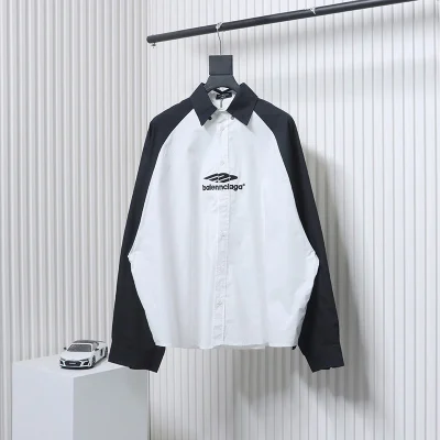 Balenciaga Schwarz-weißes Patchwork-Stickshirt