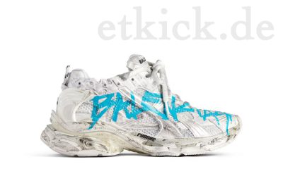 Balenciaga Runner Graffiti Sneakers mit Schnürung Weiß und Blau Replica