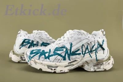 Balenciaga Runner Graffiti Sneakers mit Schnürung Weiß und Blau Replica