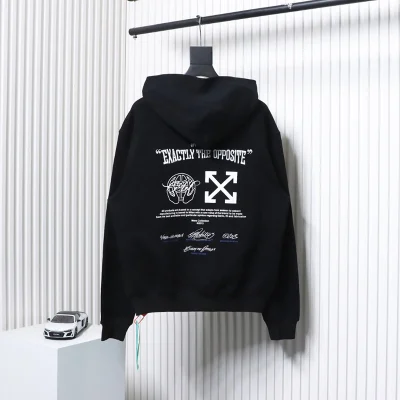 Off-White Blauer Kapuzenpullover mit besticktem Schriftzug