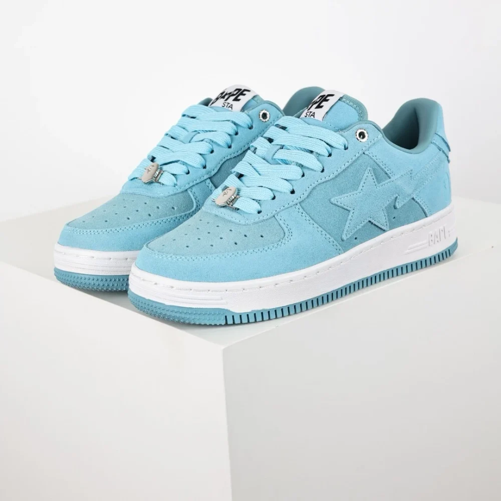 A BATHING APE STA Fashion Sneakers Blaues Kunstfell