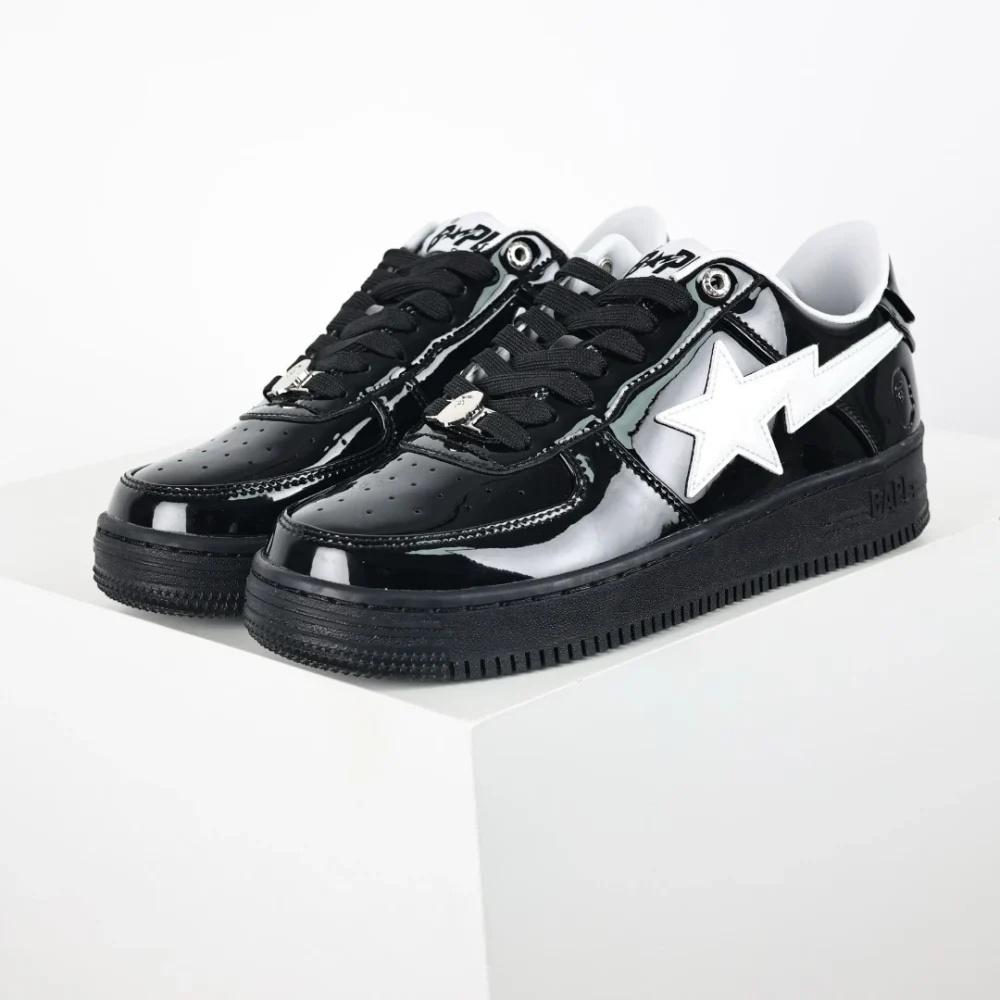 A BATHING APE STA Sneakers mit schwarzem Spiegel und weißem Haken