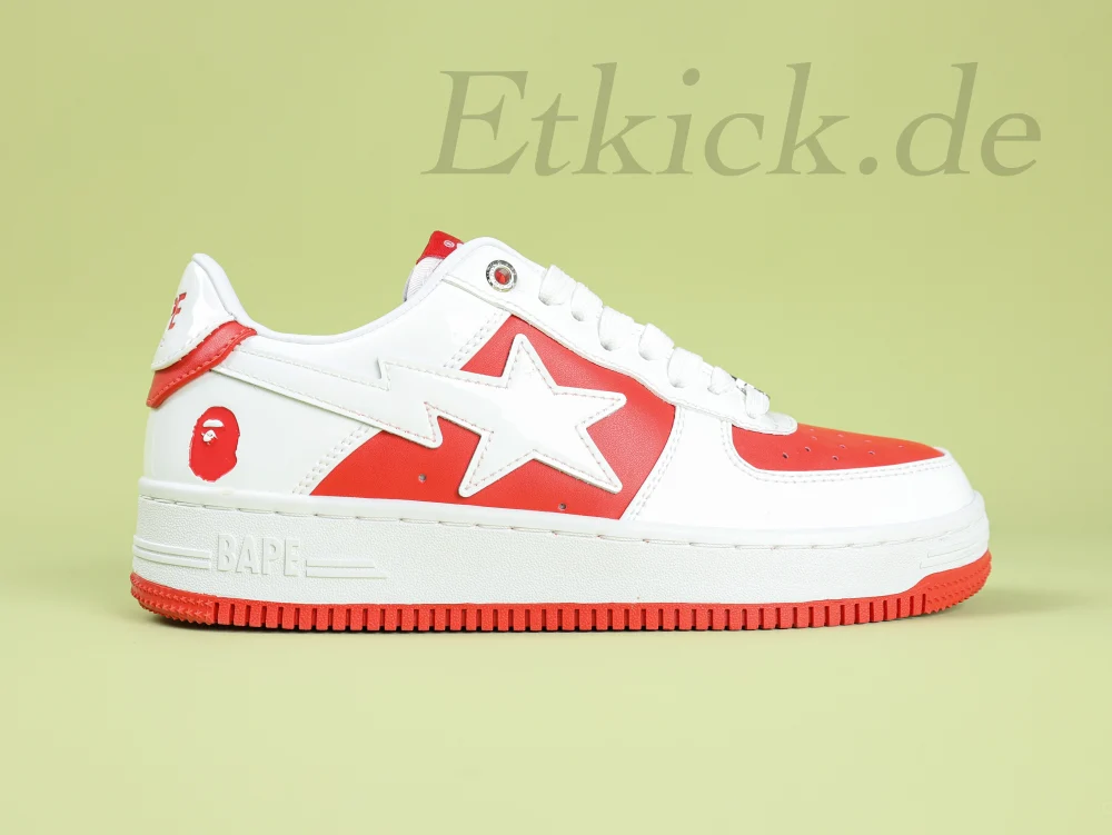 A BATHING APE STA Sneakers weiß verspiegelt rotes Leder