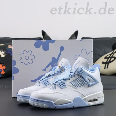 Top Air Jordan 4 ALUMINUM Weiß und Blau