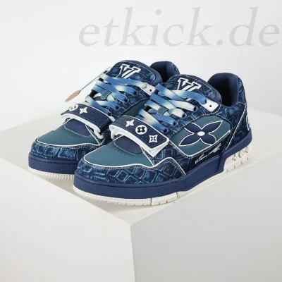 Trainer Blau mit Denim mit Krokodilprägung