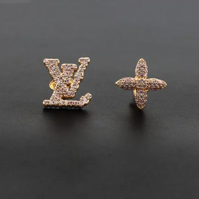 Alphabet Blumen Diamant Ohrringe Gold