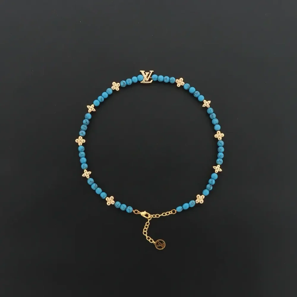 Alphabet Blumen Perlenkette Blau