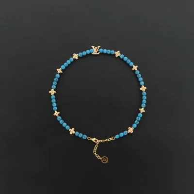 Alphabet Blumen Perlenkette Blau