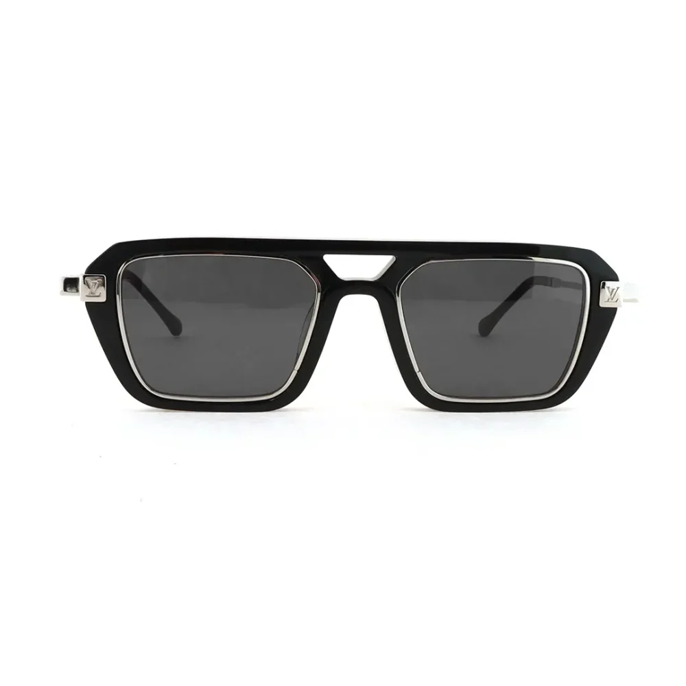 Eckige Sonnenbrille mit Metallrahmen schwarz 55-21-150