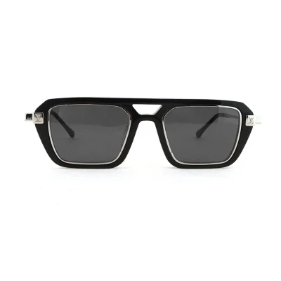 Eckige Sonnenbrille mit Metallrahmen schwarz 55-21-150