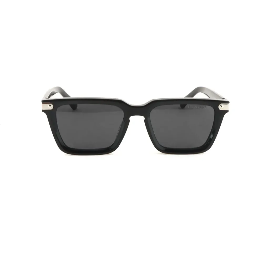 Quadratische Acetat-Sonnenbrille Schwarz