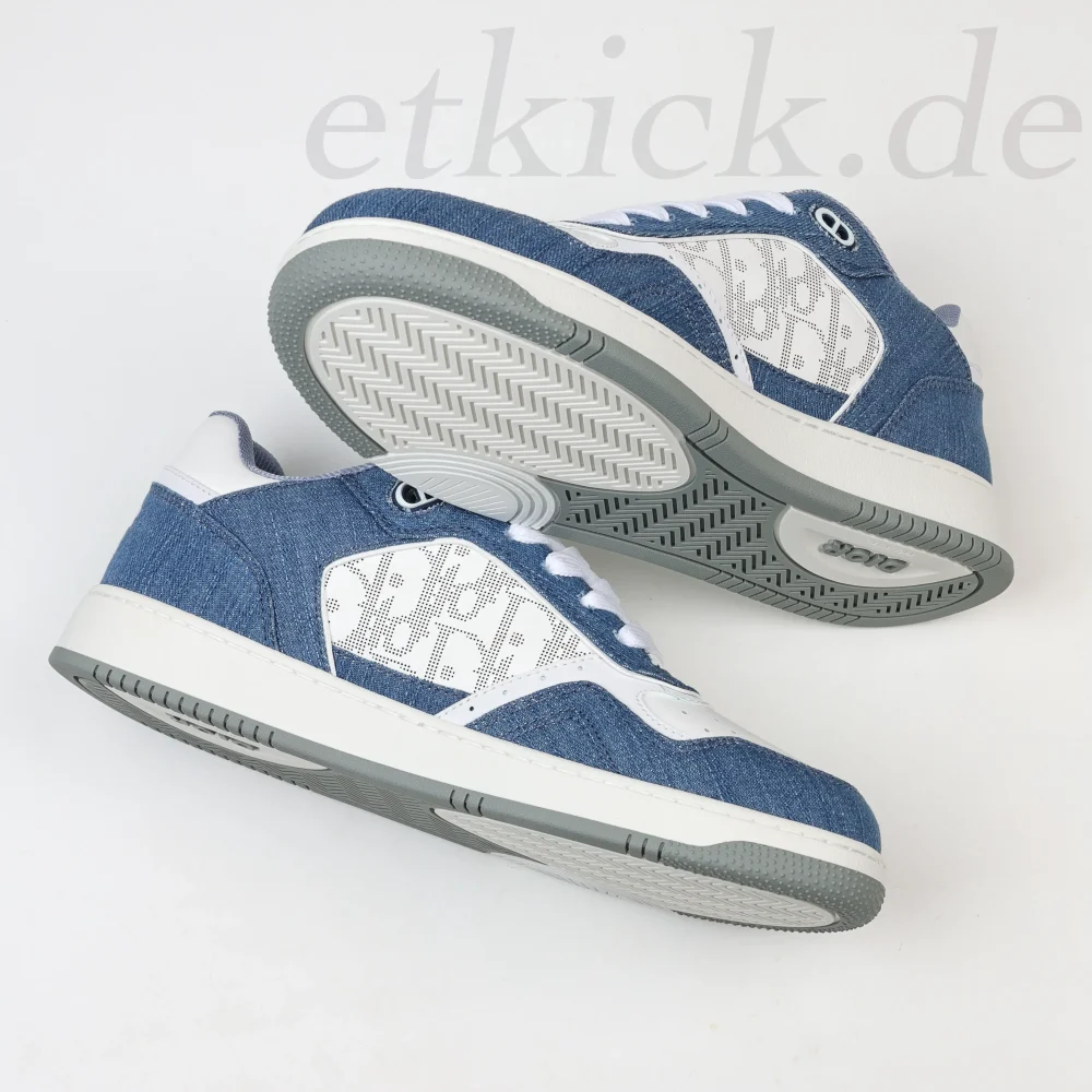 B27 Uptown Low-Top-Sneaker Weißes, glattes Kalbsleder und Blauer Denim – Bild 6