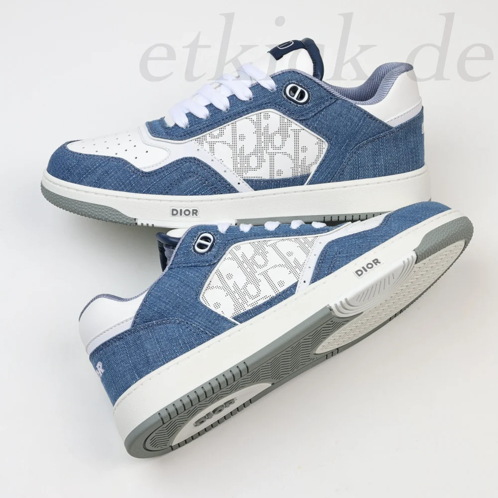 B27 Uptown Low-Top-Sneaker Weißes, glattes Kalbsleder und Blauer Denim – Bild 7
