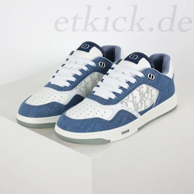 B27 Uptown Low-Top-Sneaker Weißes, glattes Kalbsleder und Blauer Denim