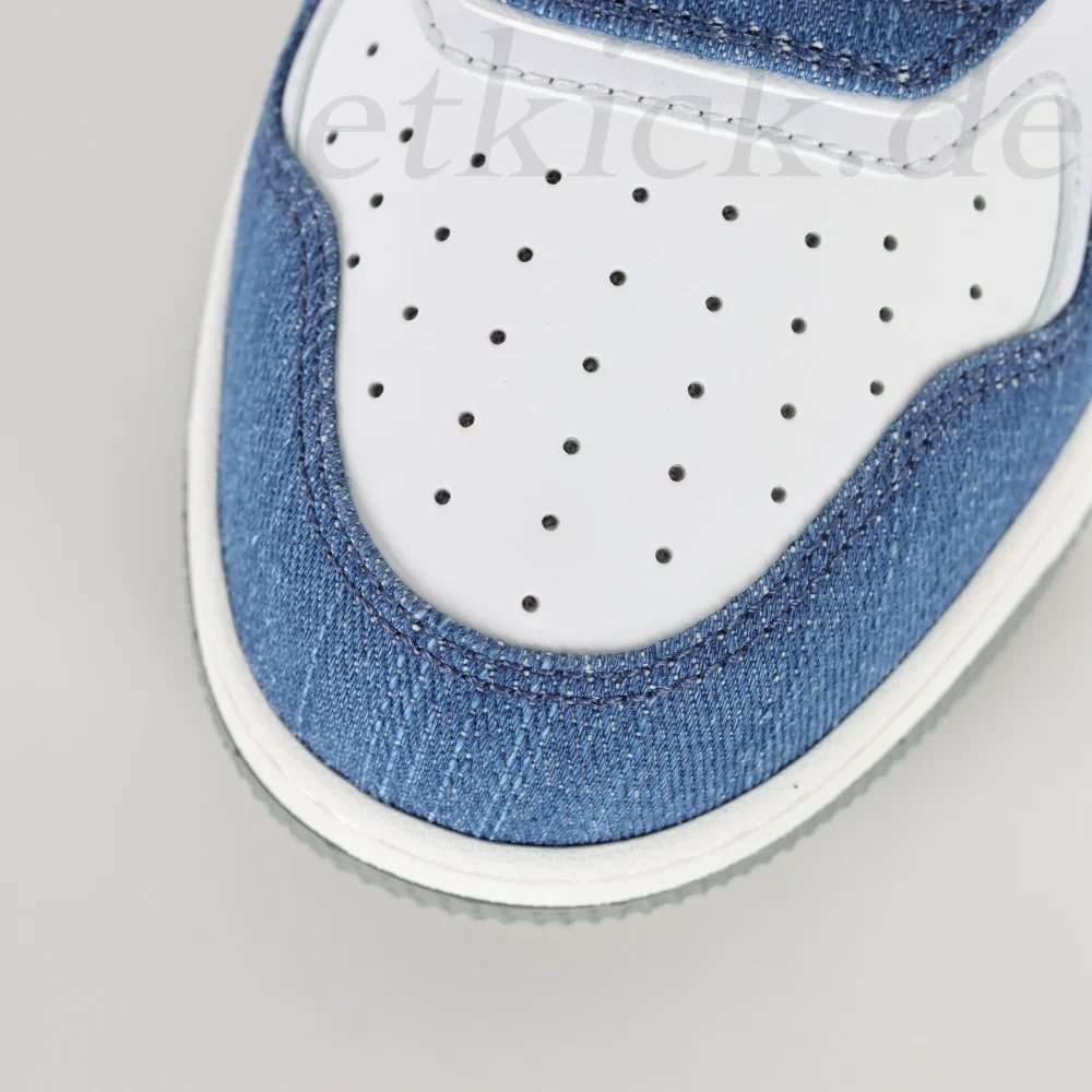 B27 Uptown Low-Top-Sneaker Weißes, glattes Kalbsleder und Blauer Denim – Bild 10