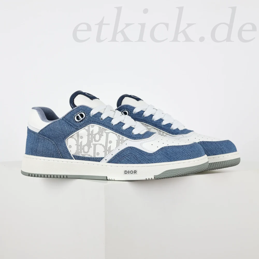B27 Uptown Low-Top-Sneaker Weißes, glattes Kalbsleder und Blauer Denim – Bild 2