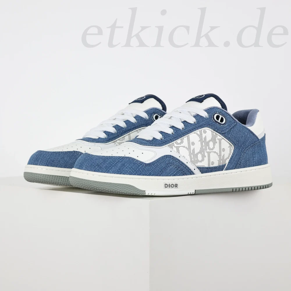 B27 Uptown Low-Top-Sneaker Weißes, glattes Kalbsleder und Blauer Denim – Bild 3