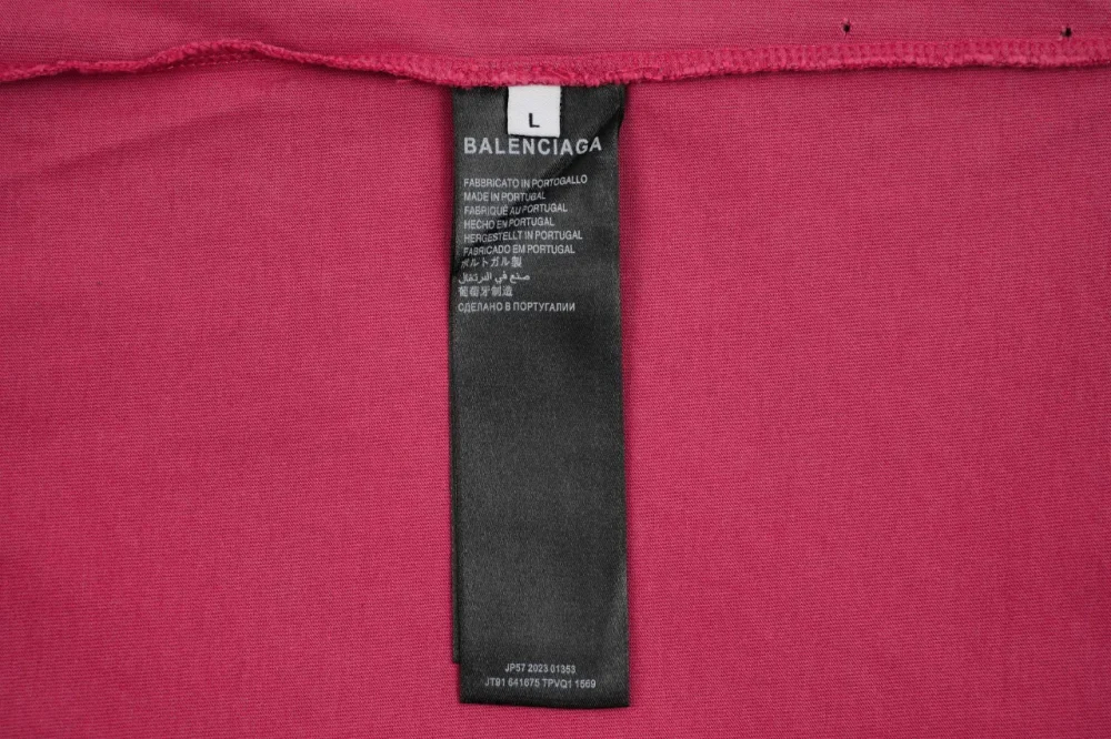 Balenciaga Kurze Ärmel mit rotem Band und Buchstabendruck himbeerrot – Bild 9