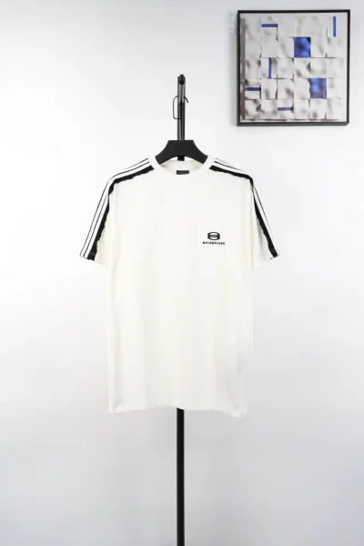 Balenciaga Ring Sleeves Web Kurzarm Weiß