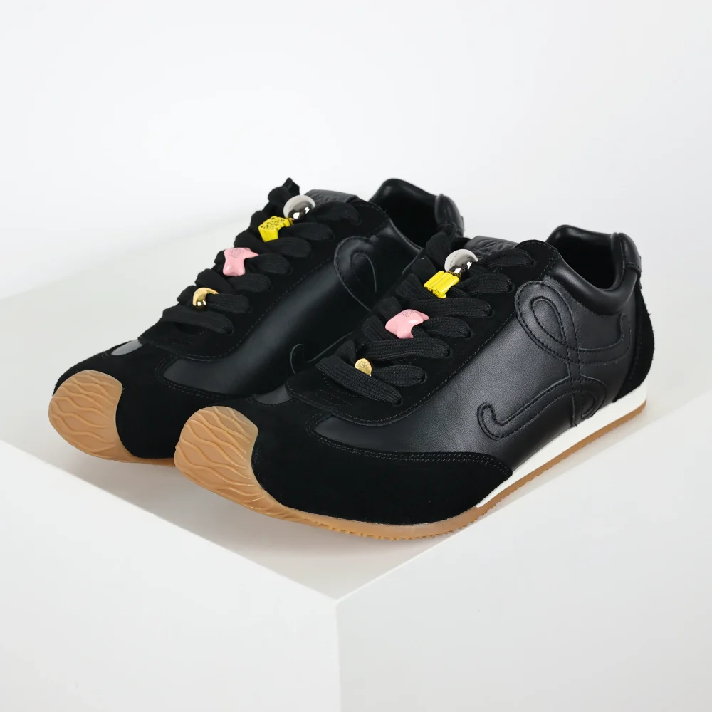 Ballet Runner 2.0 aus Nylon und Kalbsleder Top Low-Top-Sneaker Schwarz Replica