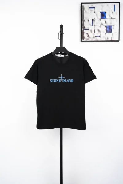 Baumwoll-T-Shirt mit Kompass-Print schwarz