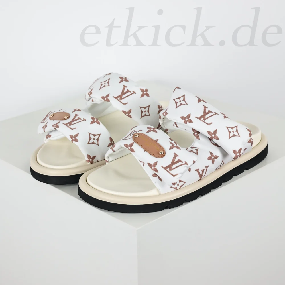 Flache Pantoletten mit bequemem Poolkissen Dune Beige