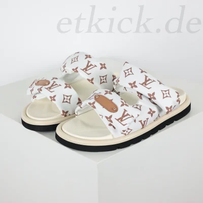 Flache Pantoletten mit bequemem Poolkissen Dune Beige