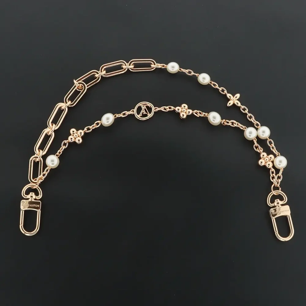 Gürtelkette mit doppelter Kette und Blumenperlen Gold – Bild 4