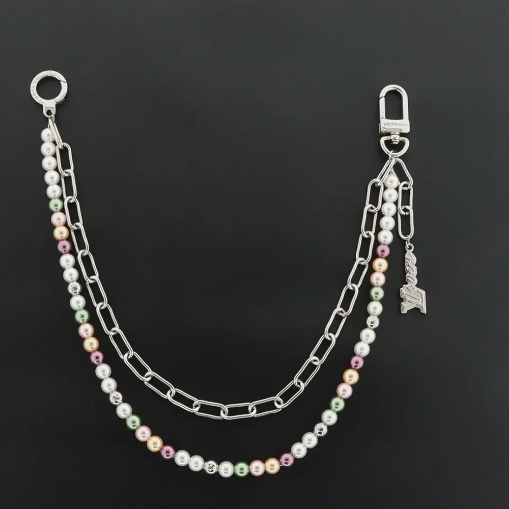 Gürtelkette mit doppelter Kette und Blumenperlen Farbe