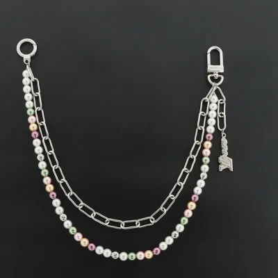 Gürtelkette mit doppelter Kette und Blumenperlen Farbe