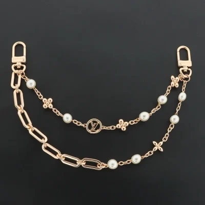 Gürtelkette mit doppelter Kette und Blumenperlen Gold