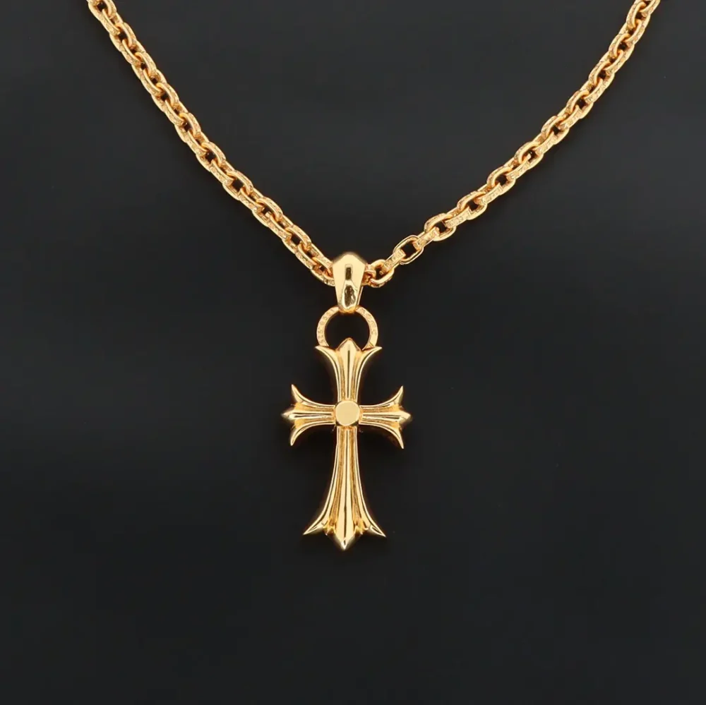 Halskette mit Kreuzanhänger in Gold – Bild 2