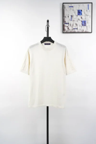 Jacquard-Strick mit Prägung kurze Ärmel weiß