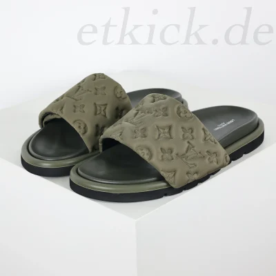 Monogramm Slides Grüne Sandalen Top-Version