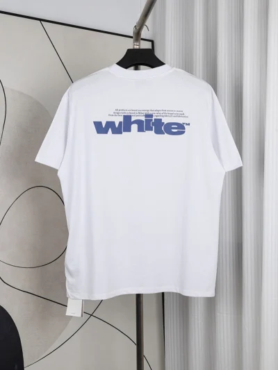 OFF-WHITE Blaues T-Shirt mit Buchstaben-Print