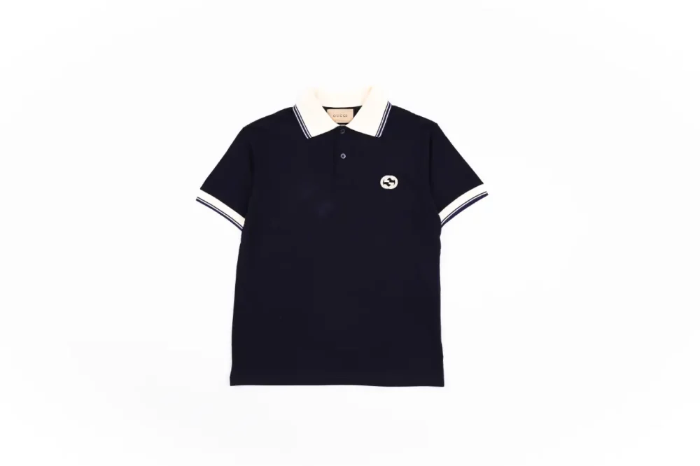 Poloshirt mit Doppel-G-Stickerei in Marineblau – Bild 11